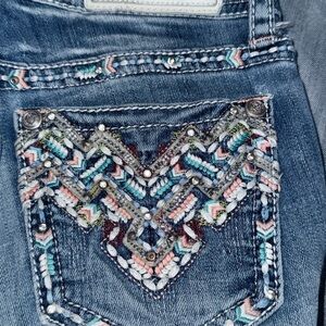 Grace in LA Low Rise Bootcut Jeans 26 Embroidered Bling Western